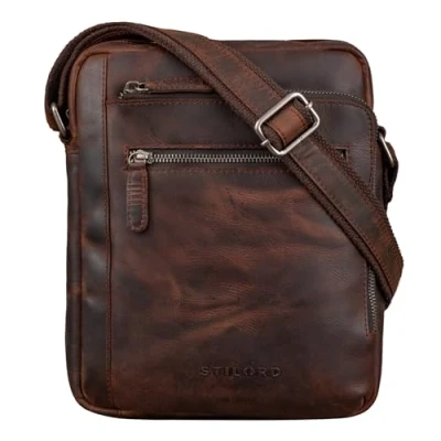 Image of STILORD &#039;Bruce&#039; Vintage Men&#039;s Leather Bag Small Shoulder for Men 9.7 iPad Messenger Genuine Leather, Colour:Zamora Brown