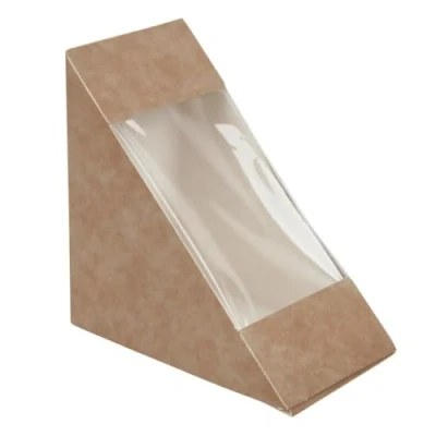Image of Colpac Recyclable Kraft Front Loading Sandwich Wedges with PLA Window (Pack of 500)