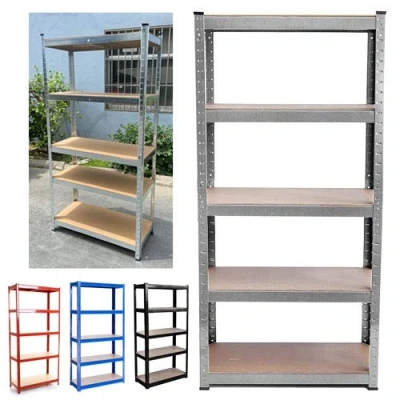 Image of BRIEFNESS Heavy Metal Shelving Unit for Garage Workshop Shed Kitchen Office Storage, 5 Tier Layer Duty Boltless Racking, 875 Kgs Capacity, Silver, H 150 x W 70 D 30 Cm