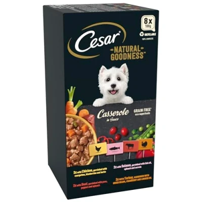 Image of Cesar Natural Goodness Casserole Mixed Selection Wet Dog Food for Adult Dogs in Gravy 24 x 100 g