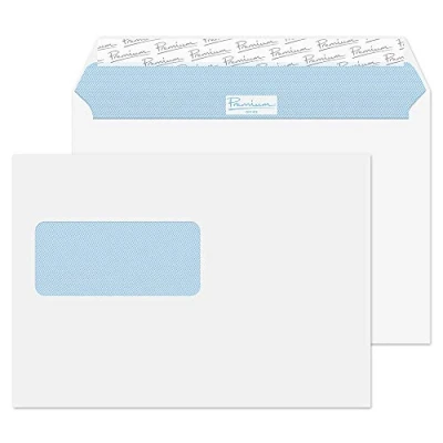 Image of Blake Office C5 162 x 229 mm 120 gsm Peel and Seal Window Wallet Envelopes (34214W) Ultra White Wove Pack of 50