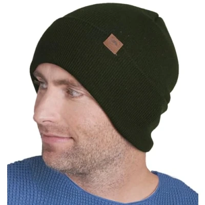 Image of Tough Headwear Cuffed Beanie Hats for Men Winter Beanies Women Toboggan Hat Mens Knit Stocking Cap Black