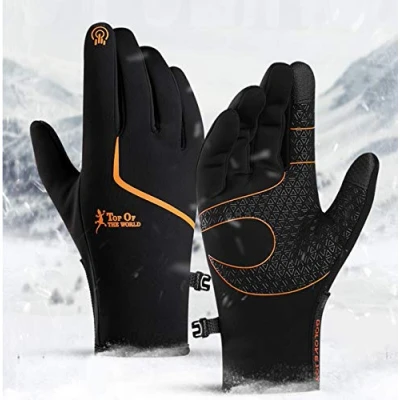 Image of CXW Winter Cycling Gloves, Waterproof Touch Screen Warm Gloves for Men &amp; Women (Black&amp;Orange, M)