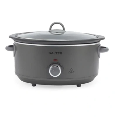 Image of Salter Cosmos 6.5 L Slow Cooker 3 Heat Settings, Dishwasher Safe Removable Ceramic Pot, Tempered Glass Lid, Family Batch Cooking, Cool Touch Handles, Keep Warm, Stews, Casseroles, 200W, EK6250