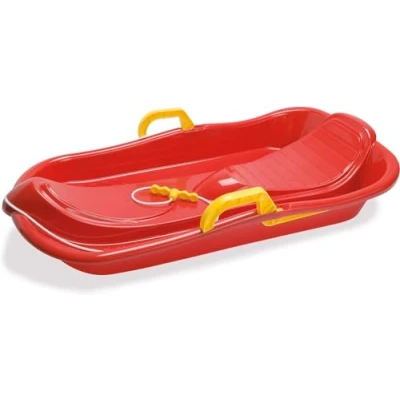 Image of Dantoy Kids Sledge With Brakes, Toboggan Bob Sled for Winter Snow, Red Sleigh Bobsleigh