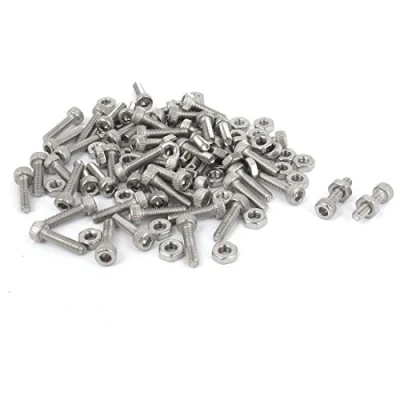 Image of Sourcingmap M2.5x10mm Hex Socket Head Knurled Cap Screws Bolts Nuts Set 50Pcs