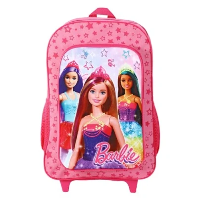 Image of TDL Barbie Trolley Bag Girls Kids Premium Folding Hand Luggage Backpack for School Travel Holidays Deluxe 41cm Foldable Carry On Suitcase Children