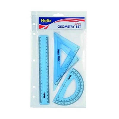 Image of Helix Geometry 4 Tool Set (Includes Scale Ruler, 2 x Squares and Protractor) Q88100 +FINCHLEY Pen Free