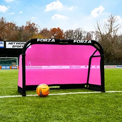 Image of FORZA Aluminium POD Football Goal Fold Away &amp; Freestanding Target Goals Carry Bag Included [9 Colours 3 Size Options] (Pink, 5ft x 3ft)