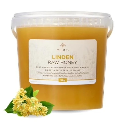 Image of Earthbreath Linden I Basswood Lime Raw Honey 3kg From Single Apiary Pure, Unpasteurised &amp; Unfiltered Natural Sweetener for Cooking, Coffee, Tea, Juice, Drinks, Food