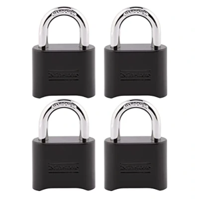 Image of Master Lock Combination Lock, Set Your Own Padlock, Indoor and Outdoor Weatherproof Code 4 Pack, 178EC4, Black