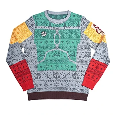 Image of Numskull Official Boba Fett Unisex Knitted Novelty Christmas Jumper, Medium