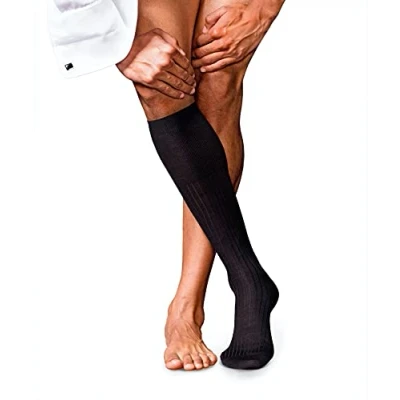 Image of FALKE Men&#039;s No. 7 M KH Wool Long Plain 1 Pair Knee High Socks, Black (Black 3000), 8