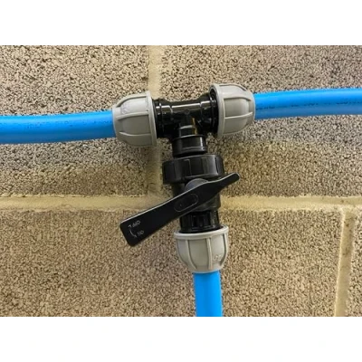 Image of mdpe Compression Water Pipe tee Junction with Full Flow Control Valve for 20mm,25mm and 32mm (25mm)