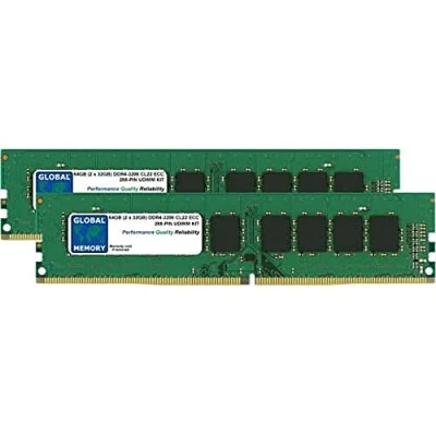 Image of 64GB (2 x 32GB) DDR4 3200MHz PC4 25600 288 PIN ECC DIMM (UDIMM) MEMORY RAM KIT COMPATIBLE WITH SERVERS/WORKSTATIONS/MOTHERBOARDS