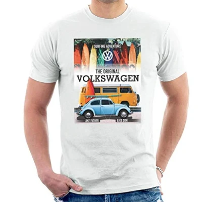 Image of Volkswagen Surfing Adventure Beetle &amp; Camper Men&#039;s T Shirt White