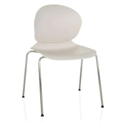 Image of hjh OFFICE visitor chair stackable T36 VI plastic four legged chair, easy care stacking white