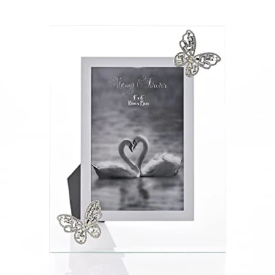 Image of Oaktree Gifts Always &amp; Forever Glass Frame 3D Butterfly 4&quot; X 6&quot;