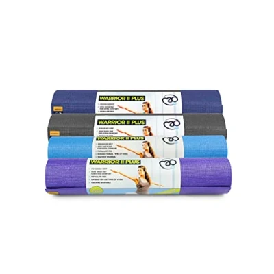 Image of Yoga Mad Warrior II Plus Thick Mat 183cm x 61cm 6mm Non Slip Exercise Perfect for Pilates, Yoga, Stretching, Home Workouts and General Fitness (Purple)