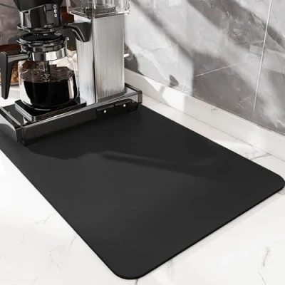 Image of SOQKEEN Drying Mat for Kitchen Counter, 24&quot;x16&quot; Dish Drainer Super Absorbent Hide Stain Draining with Non Slip Rubber Backed, Quick Coffee Machine Sink Rack Marble Worktop