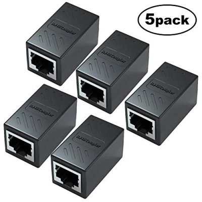 Image of Yeung Qee RJ45 Coupler 5 Pack Ethernet Extension, for Cat7/Cat6/Cat5e/Cat5 Cable Network Female to (black)