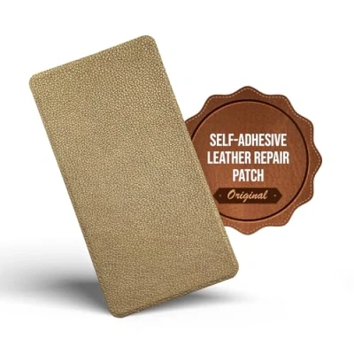 Image of MastaPlasta Self Adhesive Premium Leather Repair Patch Gold 20cm x 10cm (8in 4in).Instant Upholstery Quality for Sofas, Car Interiors, Bags, Jackets, Vinyl &amp; More