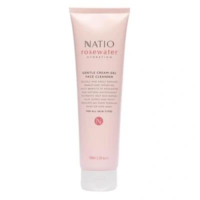 Image of Natio Australia Rosewater Hydration Gentle Cream Gel Face Cleanser, 100 ml Facial Cleanser with Travel Size Wash for All Skin Types