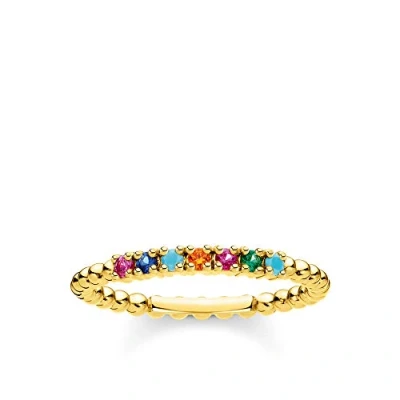 Image of THOMAS SABO ring balls colored stones gold plated silver TR2323 488 7 54
