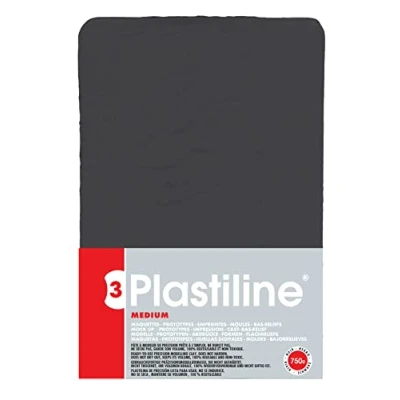 Image of Plastiline 7955T Plate Modeling Dough, High Precision Modeling, Sculpting, Molding Hardness 3 (medium) 750g Black color. Made in France