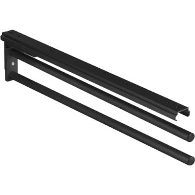 Image of Gedotec Towel Rail H6008 Pull Out 2 Arms 1 Piece Tea Holder Length 465 mm in Black Bathroom &amp; Kitchen Cupboard Swivelling 90 Made Germany