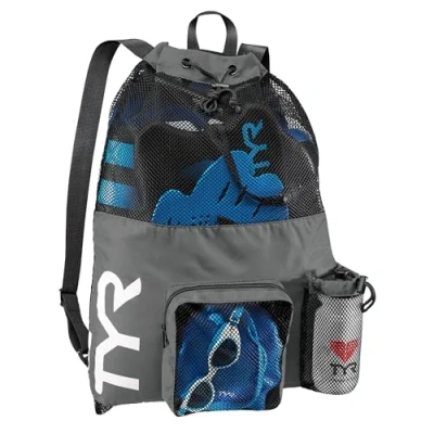 Image of TYR Unisex&#039;s Big Mesh Mummy Backpack for Swim, Gym and Workout Gear, Grey, 40 Liter