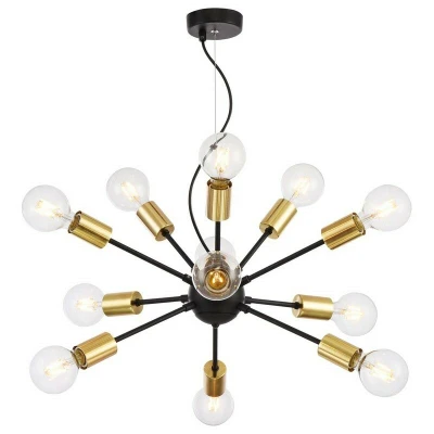 Image of Jackson Ceiling Pendant Lamp Black, 12 Light, E27