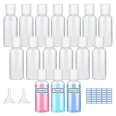 Image of 50ml Travel Bottles for Toiletries 16Pcs Small Plastic Bottle Set Toiletry with Lids or Cosmetic,Lotion Body Wash Shampoo