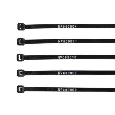 Image of 100 x Numbered Cable Ties 200mm Printed Nylon Zip Ties, Stock Numbering (200mm, Black)