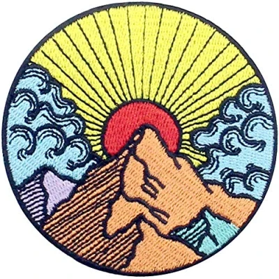 Image of Sunshine Sunrise from Montain Explore Outdoor Patch Embroidered Applique Badge Iron On Sew Emblem