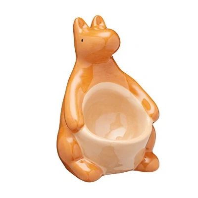 Image of KitchenCraft KCEGGKANG Ceramic Kangaroo Shaped Novelty Egg Cup, 9.5 x 7.5 10.5 cm (3.5&quot; 3&quot; 4&quot;) Beige / Brown