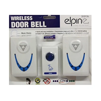 Image of Twin Set 36 Melodies Chimes Wireless Cordless Double Door Bell 80m Range No Plug