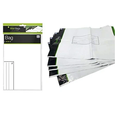 Image of Pack of 5 Large Strong White Mailing Bags Weatherproof Peel &amp; Seal 335mm x 430mm