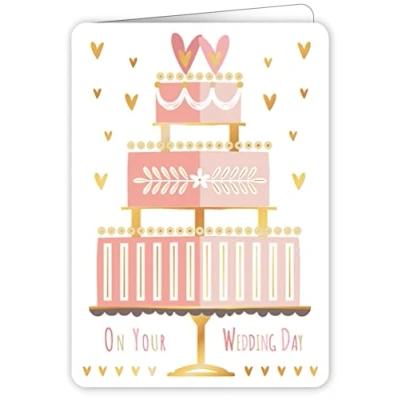 Image of Quire Collections Colourround Card On Your Wedding Day Cake, Pink, 115x163mm
