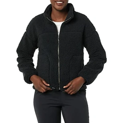Image of Amazon Essentials Women&#039;s Full Zip Sherpa Fleece Jacket, Black, S