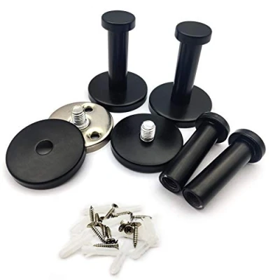 Image of 4 Pcs Black Round Wall Hooks, Bathroom Towel Stainless Steel Concealed Coat Robe Hooks Mounted Heavy Duty for Bathroom/Kitchen/Bedroom Hotel with Fixing Screws