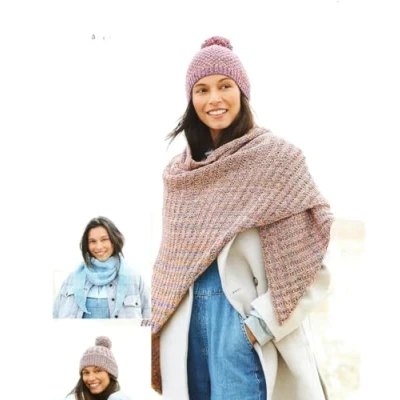 Image of Stylecraft Impressions Aran Knitting Pattern 10013 Ladies Accessories, Pink