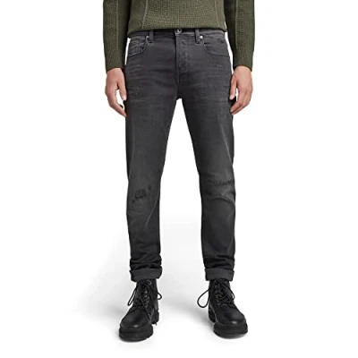 Image of G Star Men&#039;s 3301 Slim Jeans, Grey (worn in black onyx restored 51001 B479 D108), 29W / 30L
