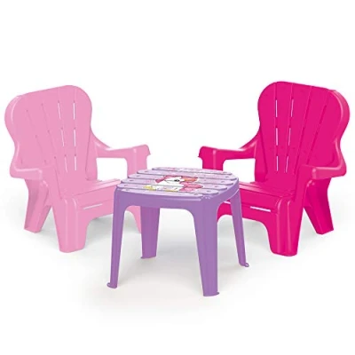 Image of DOLU Unicorn Pink Childrens Outdoor Or Indoor Table And 2 Chairs For Children From Years Kids Chair Sets Toddler Garden Furniture Plastic