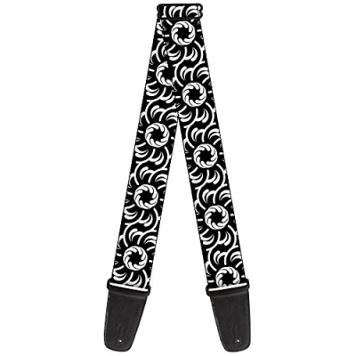 Image of Buckle Down GS W30691 &quot;Floral Pinwheel Black/White&quot; Guitar Strap