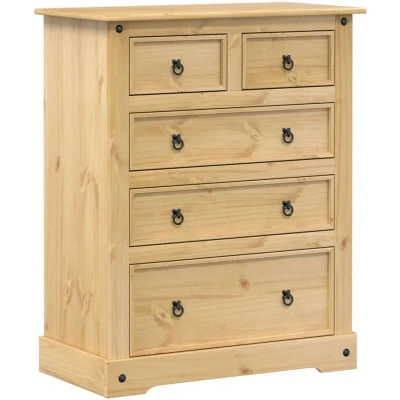 Image of vidaXL Chest of Drawers Corona 92x48x114 cm Solid Wood Pine