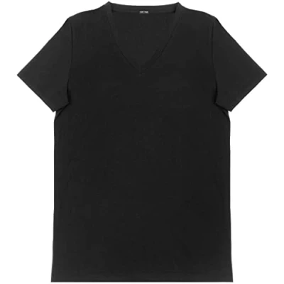 Image of HOM, Mens, Supreme Cotton V Neck T Shirt, Black, M