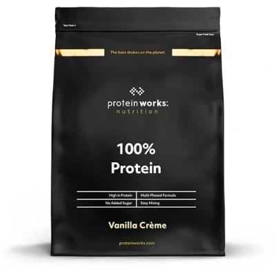 Image of Protein Works 100% Powder, 25 Servings, Quad Blend, Low Calorie, Fat Shake, Phased Release, Vanilla Crème, 625g