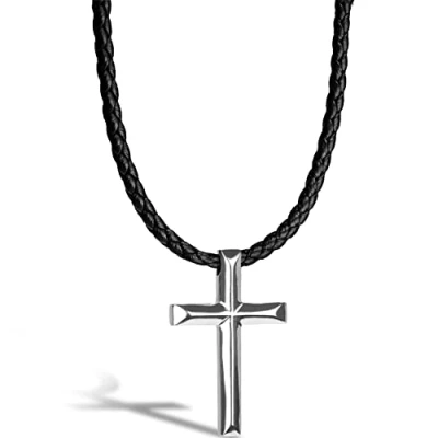 Image of SERASAR Leren Halsketting voor Heren met Hanger Juwelendoos Gift Idee Männer, 50cm, Leather, No Gemstone