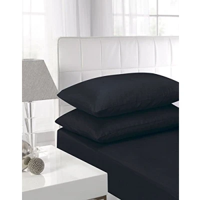 Image of Single Black 16&quot;/40CM Extra Deep Fitted Sheet 14 Colours